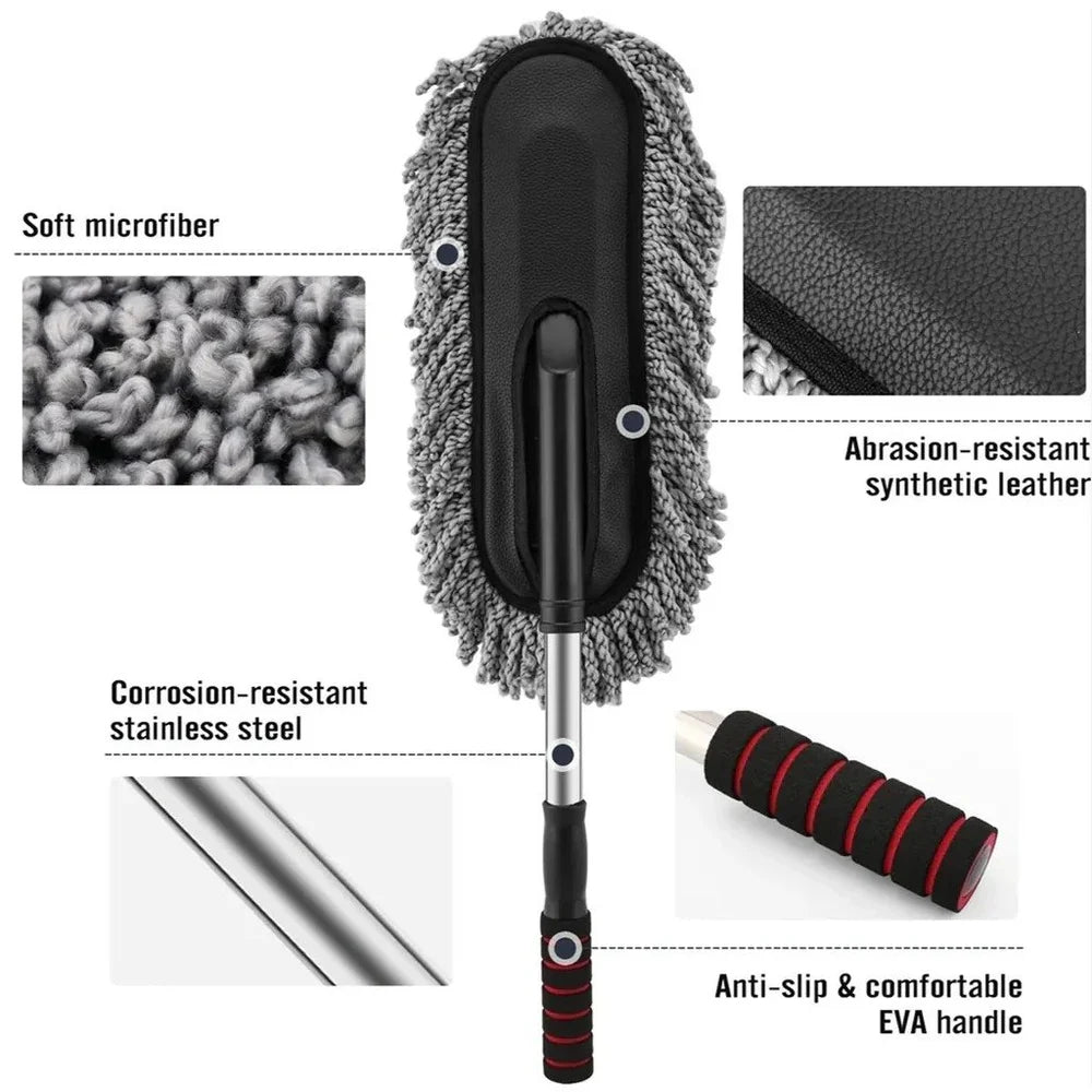 Car Duster Long Retractable Microfiber Wash Brush for Interior Cleaning